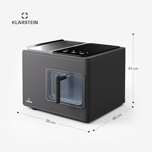 Klarstein Eiswürfelmaschine für Zuhause Camping Gastro, Schnelle Mini Eiswürfelmaschine Klein, Profi Eismaschine für Nugget-Eiswürfel, Selbstreinigend, Sicherheitsalarm & Touch Controls, 15kg/24h