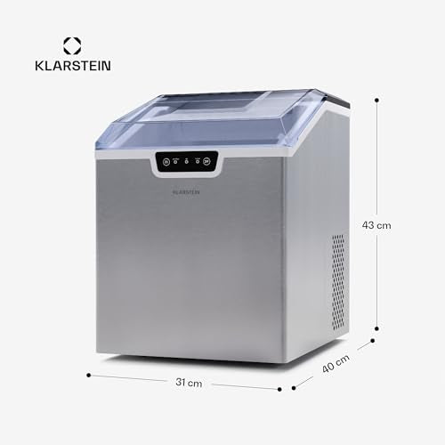 Klarstein Eiswürfelmaschine für Zuhause Camping Gastro, Schnelle Mini-Eiswürfelmaschine Klein, Profi Eismaschine für Große & Kleine Eiswürfel, Selbstreinigend, 2,3L Wassertank, 18kg Eis in 24h