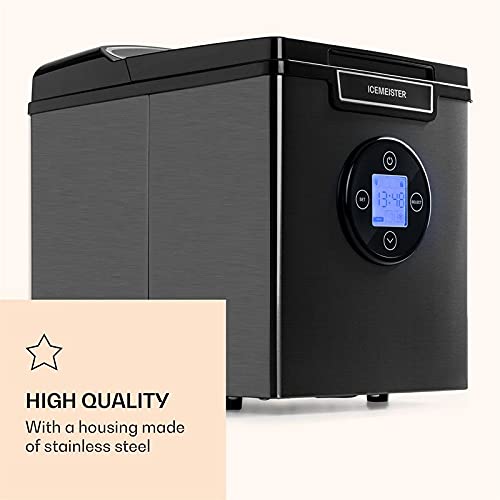 Klarstein Eiswürfelmaschine Klein, 1,8 L Eiswürfelbereiter, Eiswürfelmaschine für 12 kg Große & Kleine Eiswürfel, Mini-Eiswürfelmaschine mit LED-Display, Eiswürfelbereiter Selbstreinigend