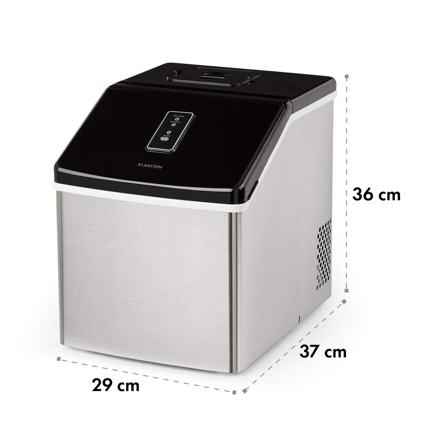 Klarstein Eiswürfelmaschine Klein, 2,5L Eiswürfelbereiter, für Mittelgroße, Klare Eiswürfel, Schnelle Mini, mit Sicherheitsalarm, 13kg/24h