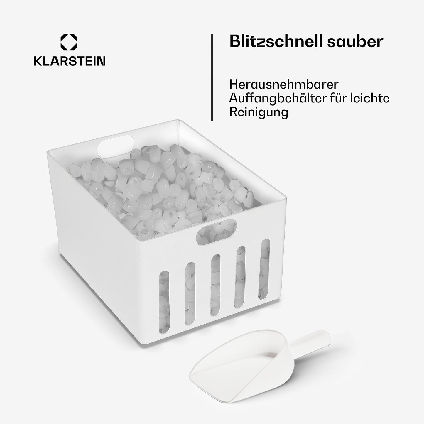 Klarstein Eiswürfelmaschine für Zuhause Camping Gastro, Schnelle Mini-Eiswürfelmaschine Klein, Profi Eismaschine für Große & Kleine Eiswürfel, Selbstreinigend, 2,3L Wassertank, 18kg Eis in 24h