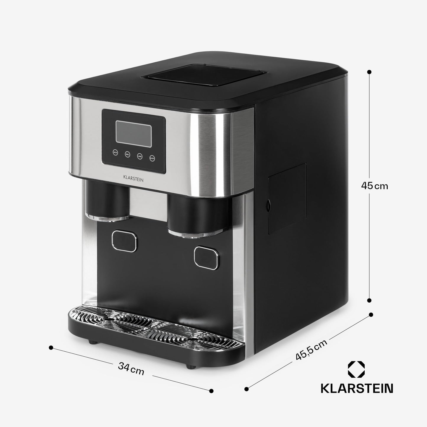 Klarstein Eiswürfelmaschine Klein, 1,8L Eiswürfelbereiter, Eiswürfelmaschine für Crushed und Bullet Eis, Schnelle Mini-Eiswürfelmaschine, Leichte Reinigung, Eiswürfelbereiter für 15kg/24h