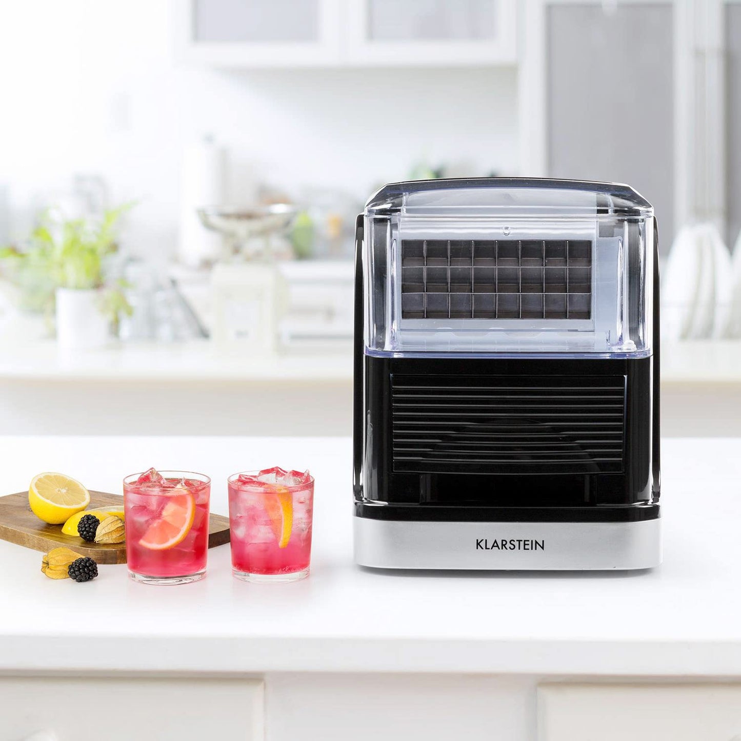 Klarstein Eiswürfelmaschine Klein, 2,5L Eiswürfelbereiter, Eiswürfelmaschine für 15kg Kleine & Große Eiswürfel, Schnelle Mini-Eiswürfelmaschine mit Alarm, Eiswürfelbereiter Selbstreinigend