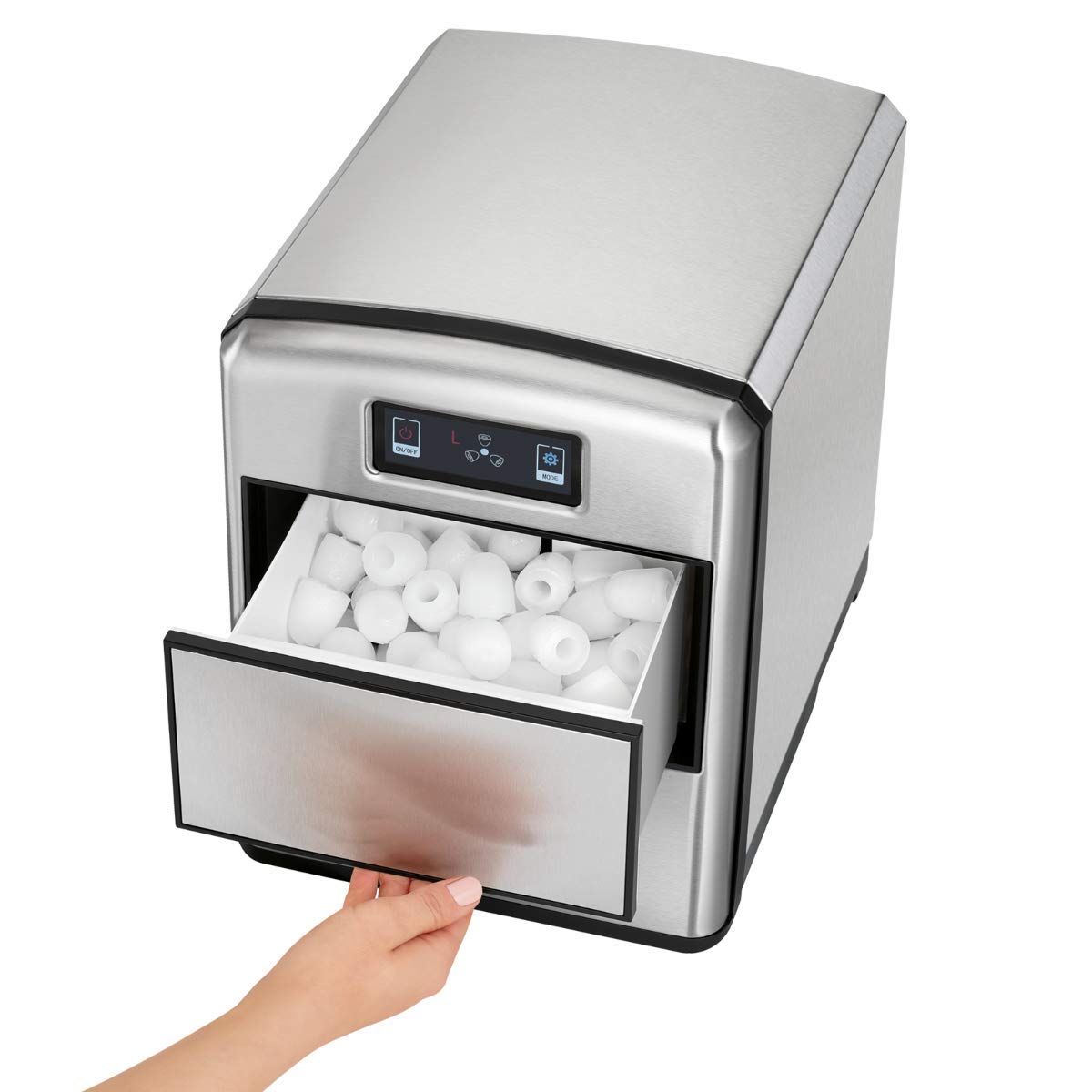ProfiCook® Eiswürfelbereiter | elektrische Eiswürfelmaschine | für 10-15kg/24h | Ice-Maker | Sensor-Touch-Bedienung | 1,7 Liter Wassertank | Eiswürfel in 10 Minuten | 3 Eiswürfelgrößen | PC-EWB1187