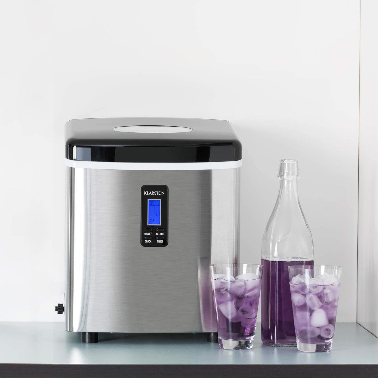 Klarstein Eiswürfelmaschine Klein, 3,3 Liter Eiswürfelbereiter, Eiswürfelmaschine für 15 kg Eiswürfel in 2 Größen, Schnelle Mini-Eiswürfelmaschine, Eiswürfelbereiter mit LED-Anzeige