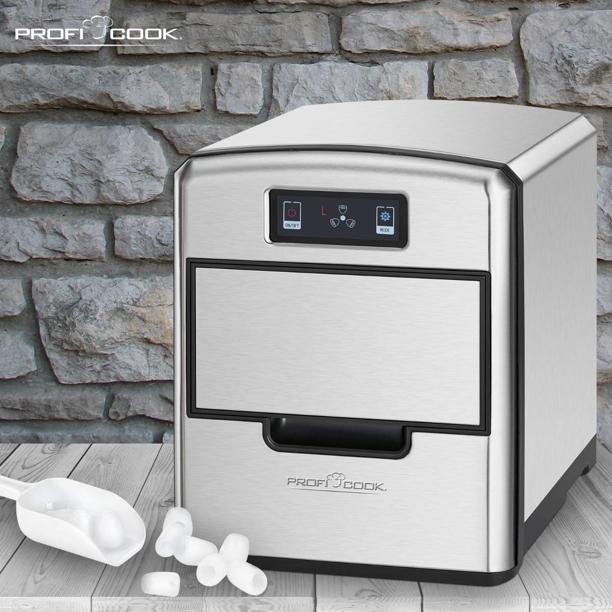 ProfiCook® Eiswürfelbereiter | elektrische Eiswürfelmaschine | für 10-15kg/24h | Ice-Maker | Sensor-Touch-Bedienung | 1,7 Liter Wassertank | Eiswürfel in 10 Minuten | 3 Eiswürfelgrößen | PC-EWB1187