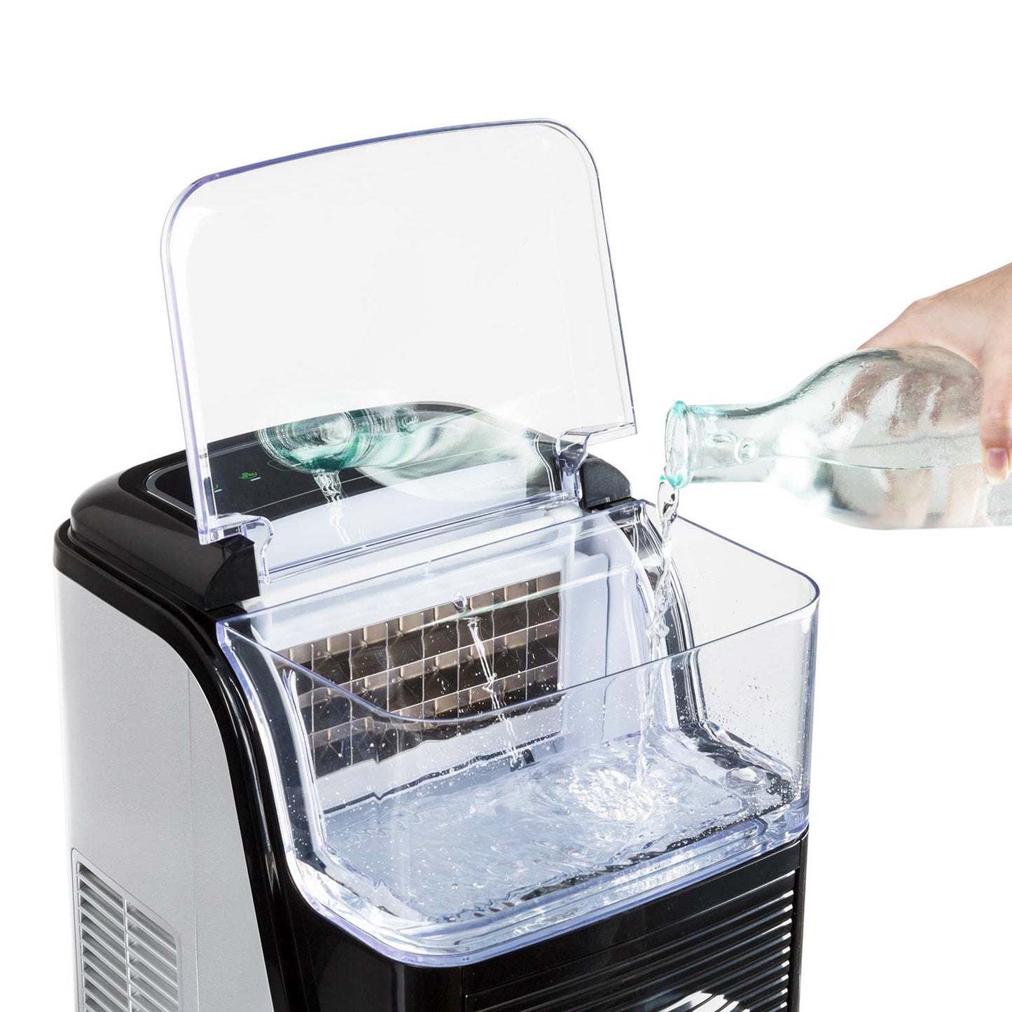 Klarstein Eiswürfelmaschine Klein, 2,5L Eiswürfelbereiter, Eiswürfelmaschine für 15kg Kleine & Große Eiswürfel, Schnelle Mini-Eiswürfelmaschine mit Alarm, Eiswürfelbereiter Selbstreinigend