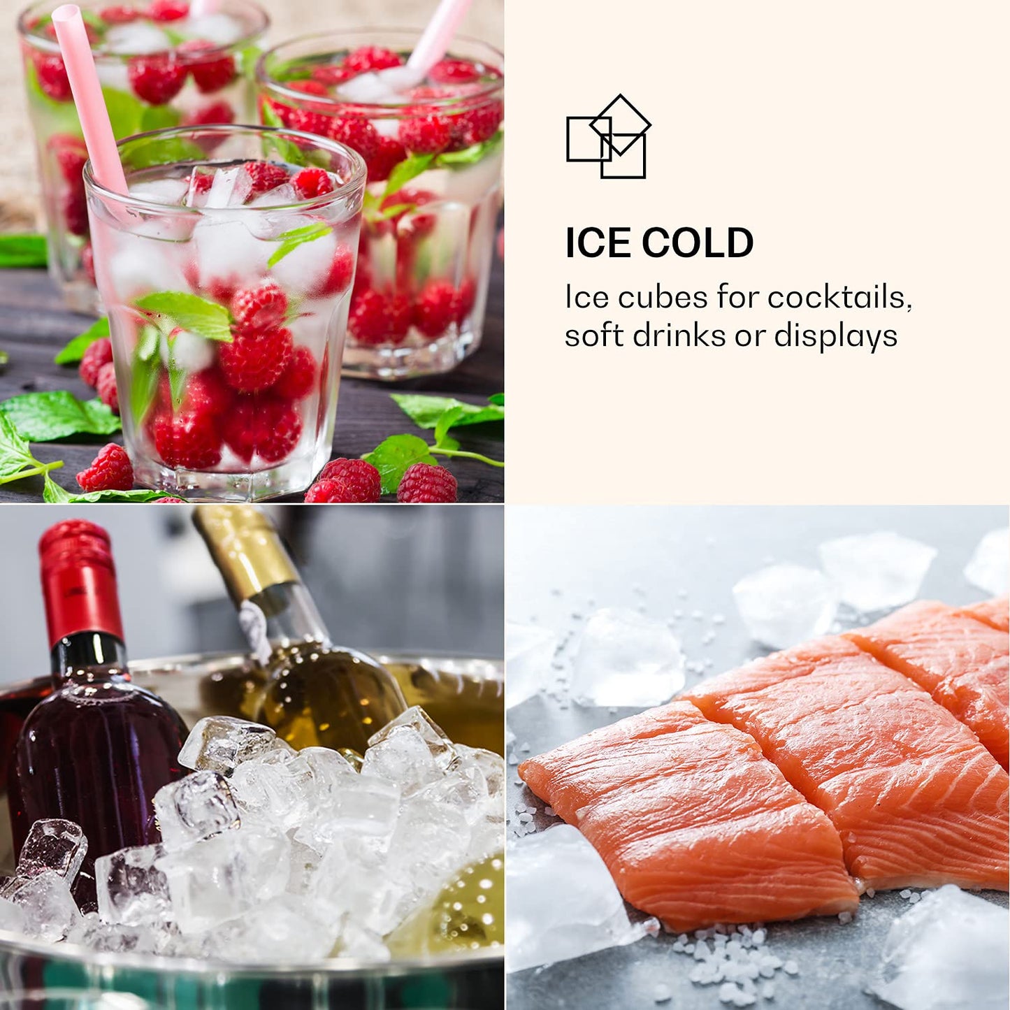 Klarstein Eiswürfelmaschine Klein, 1,8 L Eiswürfelbereiter, Eiswürfelmaschine für 12 kg Große & Kleine Eiswürfel, Mini-Eiswürfelmaschine mit LED-Display, Eiswürfelbereiter Selbstreinigend