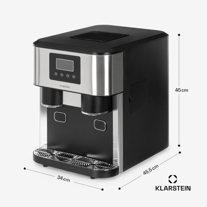 Klarstein Eiswürfelmaschine Klein, 1,8L Eiswürfelbereiter, Eiswürfelmaschine für Crushed und Bullet Eis, Schnelle Mini-Eiswürfelmaschine, Leichte Reinigung, Eiswürfelbereiter für 15kg/24h