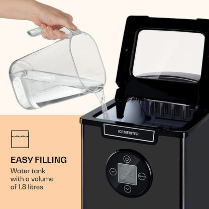 Klarstein Eiswürfelmaschine Klein, 1,8 L Eiswürfelbereiter, Eiswürfelmaschine für 12 kg Große & Kleine Eiswürfel, Mini-Eiswürfelmaschine mit LED-Display, Eiswürfelbereiter Selbstreinigend