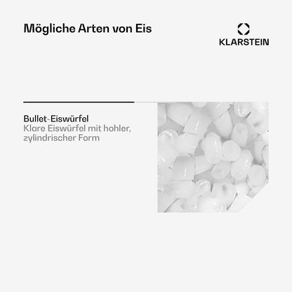 Klarstein Eiswürfelmaschine für Zuhause Camping Gastro, Schnelle Mini-Eiswürfelmaschine Klein, Profi Eismaschine für Große & Kleine Eiswürfel, Selbstreinigend, 2,3L Wassertank, 18kg Eis in 24h