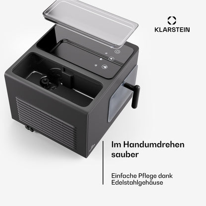 Klarstein Eiswürfelmaschine für Zuhause Camping Gastro, Schnelle Mini Eiswürfelmaschine Klein, Profi Eismaschine für Nugget-Eiswürfel, Selbstreinigend, Sicherheitsalarm & Touch Controls, 15kg/24h