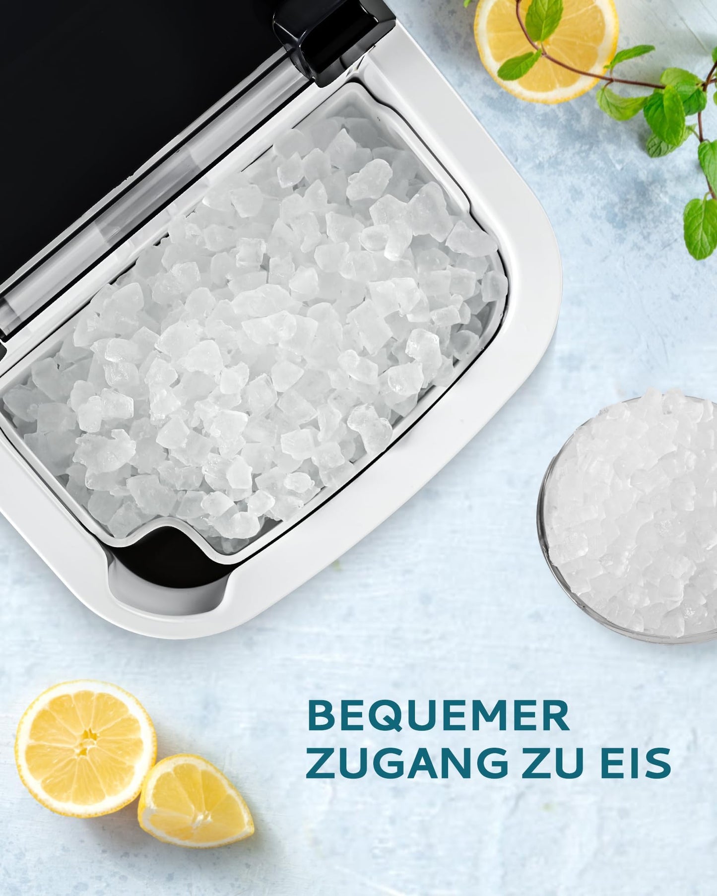 EUHOMY Eiswürfelmaschine, 15kg/24h, Herstellung in 6 Minuten, Crushed Ice Maker, Nuggets Ice, Automatische Reinigung, 120W Tisch-Eiswürfelmaschine, Infrarot-Sensor, Energieeffizient, Schwarz