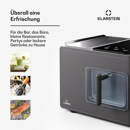Klarstein Eiswürfelmaschine für Zuhause Camping Gastro, Schnelle Mini Eiswürfelmaschine Klein, Profi Eismaschine für Nugget-Eiswürfel, Selbstreinigend, Sicherheitsalarm & Touch Controls, 15kg/24h