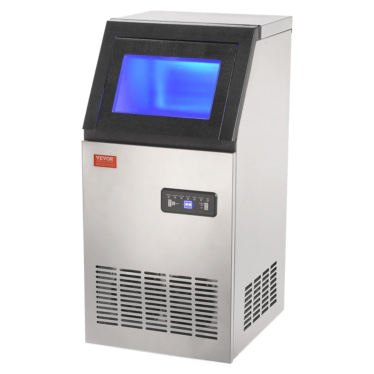 VEVOR Kommerzieller Eiswürfelbereiter Eismaschine 38 kg / 24 h, Leichte Würfeleismaschine 12,5 kg Eisspeicherkapazität 40 Stk. Eiswürfel, Edelstahl Eiswürfelbereiter inkl. Wasserfilter & Eisschaufel