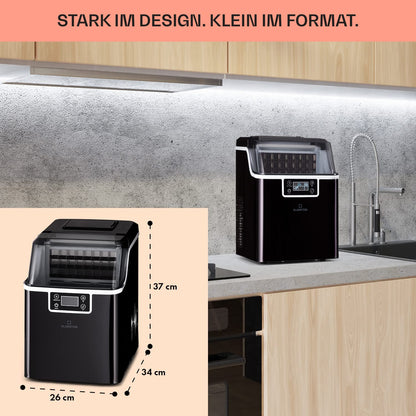 Klarstein Eiswürfelmaschine für Zuhause Camping Gastro, Schnelle Mini , Profi Eismaschine für Große Kleine Klare Eiswürfel, Selbstreinigend mit 3,2L Eiswürfelbehälter, 20kg/24h