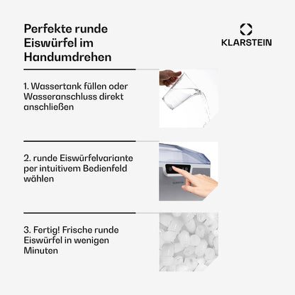 Klarstein Eiswürfelmaschine für Zuhause Camping Gastro, Schnelle Mini-Eiswürfelmaschine Klein, Profi Eismaschine für Große & Kleine Eiswürfel, Selbstreinigend, 2,3L Wassertank, 18kg Eis in 24h