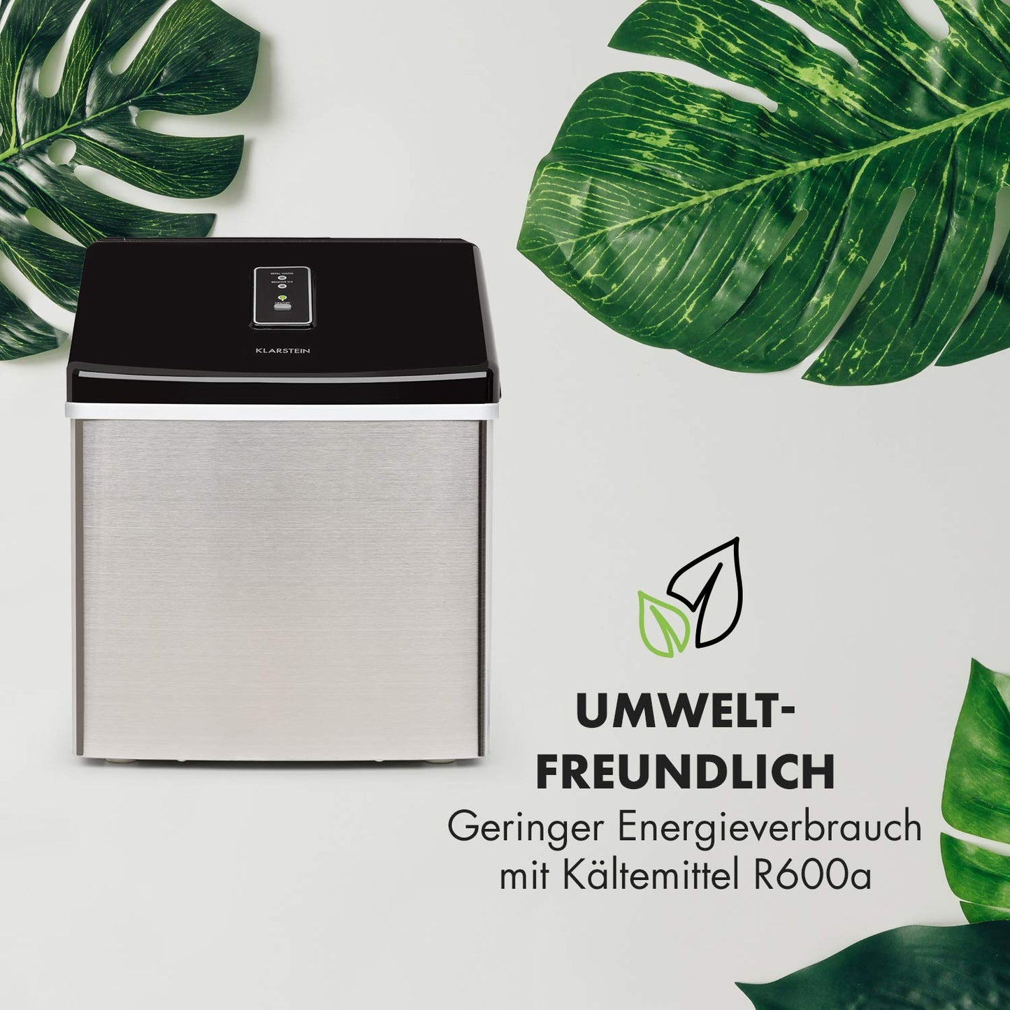 Klarstein Eiswürfelmaschine Klein, 2,5L Eiswürfelbereiter, für Mittelgroße, Klare Eiswürfel, Schnelle Mini, mit Sicherheitsalarm, 13kg/24h